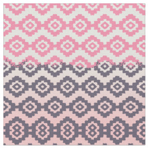 Girly Modern Pink Mint Purple Gradient Ikat Fabric
