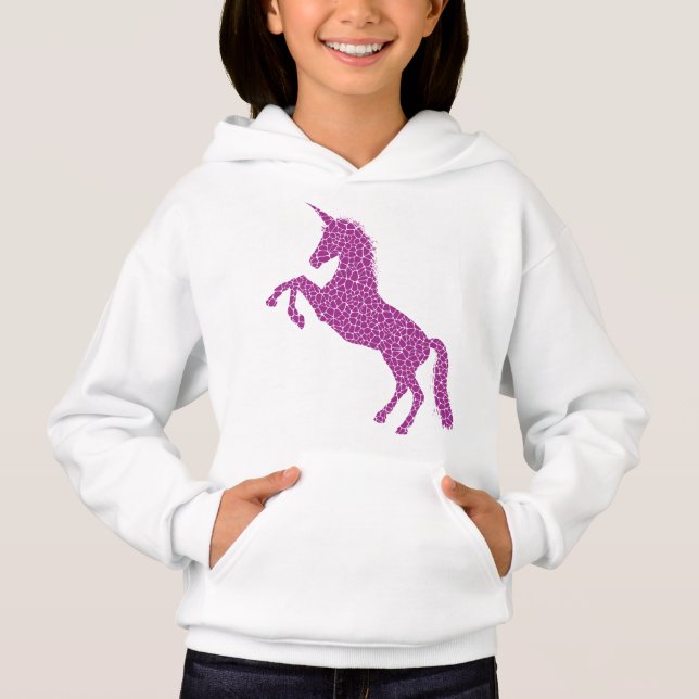 Girly Modern Pink Unicorn Hoodie (Front)