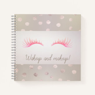 Girly Modern Polka Dots,Faux Lashes Notebook