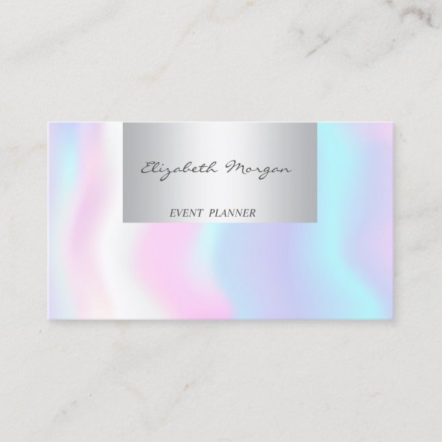 Girly Modern Professional Charming Holographic Business Card (Front)