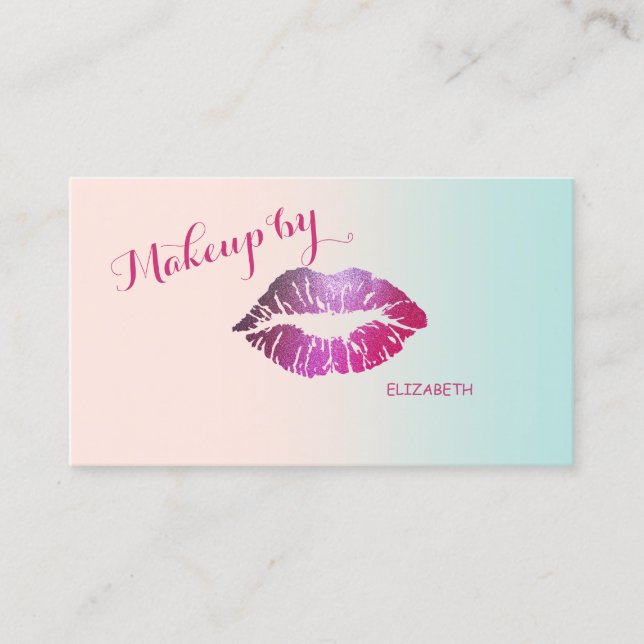 Girly Modern Professional Glittery Lips Business Card (Front)