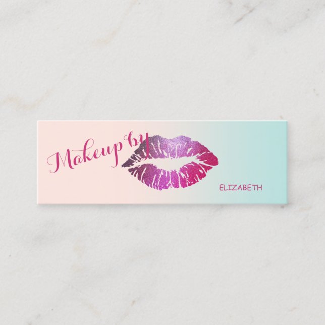 Girly Modern Professional Glittery Lips Mini Business Card (Front)