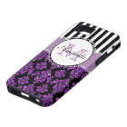 Girly Modern Purple Glitter Damask Personalized