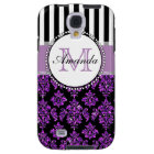 Girly Modern Purple Glitter Damask Personalized
