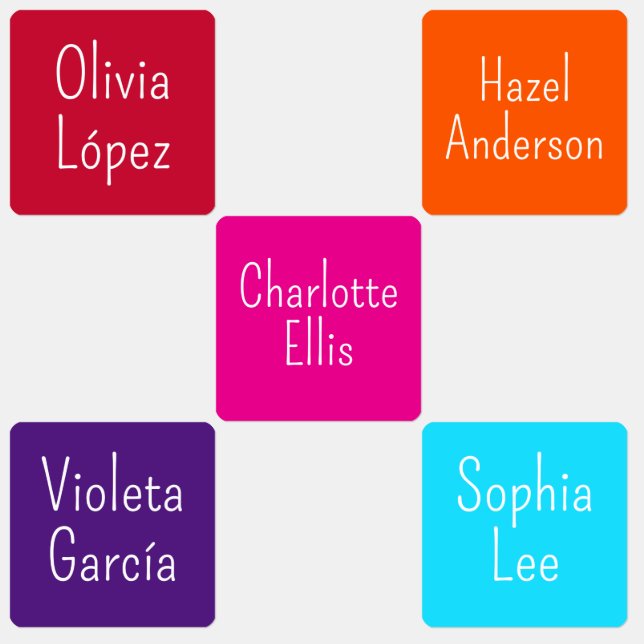 Girly Modern Red Orange Pink Purple Turquoise  Kids' Labels (Group)