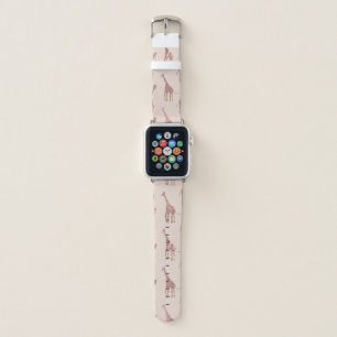 Girly Modern Rose Gold Blush Pink Giraffes Apple Watch Band