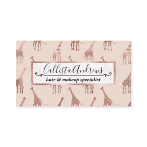 Girly Modern Rose Gold Blush Pink Giraffes Business Card