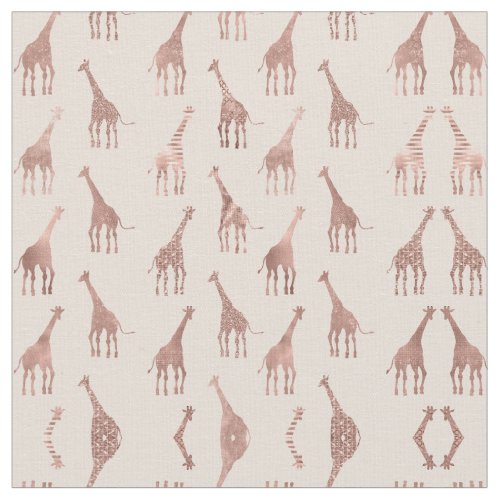 Girly Modern Rose Gold Blush Pink Giraffes Fabric