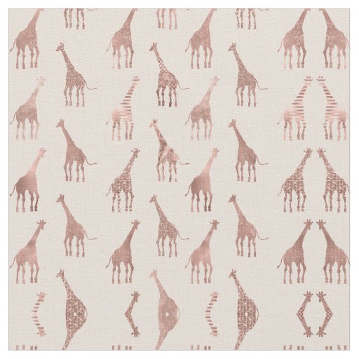 Girly Modern Rose Gold Blush Pink Giraffes Fabric