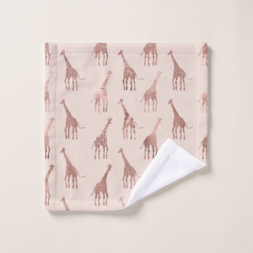 Girly Modern Rose Gold Blush Pink Giraffes Wash Cloth