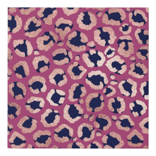 Girly Modern Rose Gold Navy Purple Leopard Print