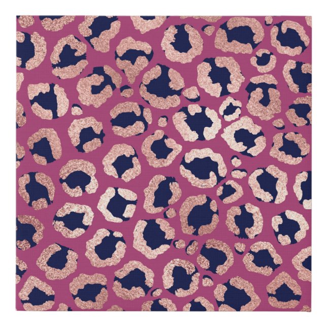 Girly Modern Rose Gold Navy Purple Leopard Print (Front)