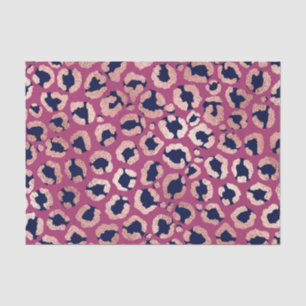 Girly Modern Rose Gold Navy Purple Leopard Print Tissue Paper