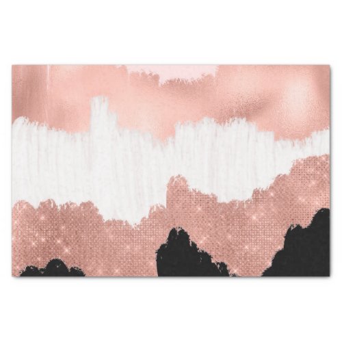 Girly Modern Rose Gold Pink Glitter Brushstroke Tissue Paper