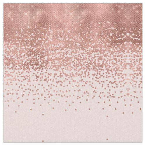 Girly Modern Rose Gold Pink Glitter Confetti Fabric