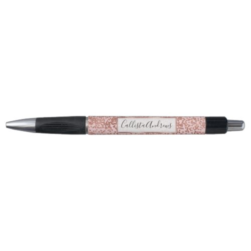 Girly Modern Rose Gold Pink Glitter Confetti Pen