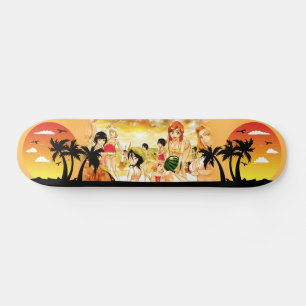 Girly modern skateboarder, trendy anime girl skateboard