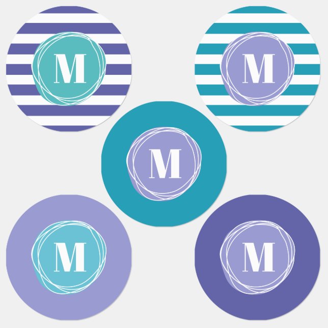 Girly Modern Stripes Monogram  Labels (Group)