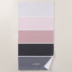 Girly Modern Stripes Personalized Beach Towel