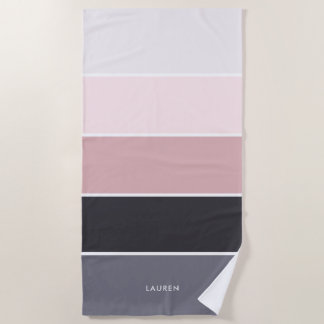 Girly Modern Stripes Personalized  Beach Towel