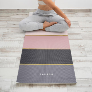Girly Modern Stripes Personalized  Yoga Mat