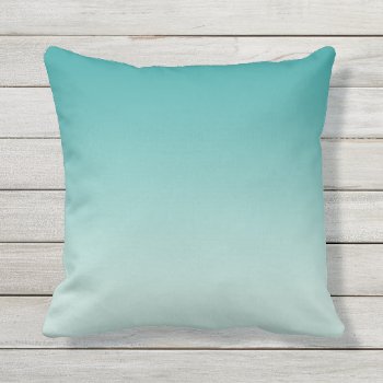 Girly Modern Teal Aqua Ombre Outdoor Pillow by cardeddesigns at Zazzle