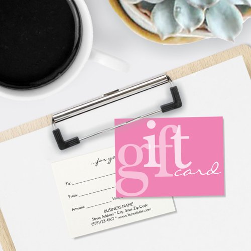 Girly Modern Trendy Typography Pink Gift Card
