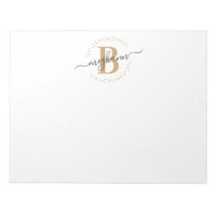 Girly Modern White Gold Name Script Monogrammed  Notepad