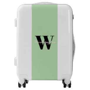 Girly Monogram and Name pastel green Luggage