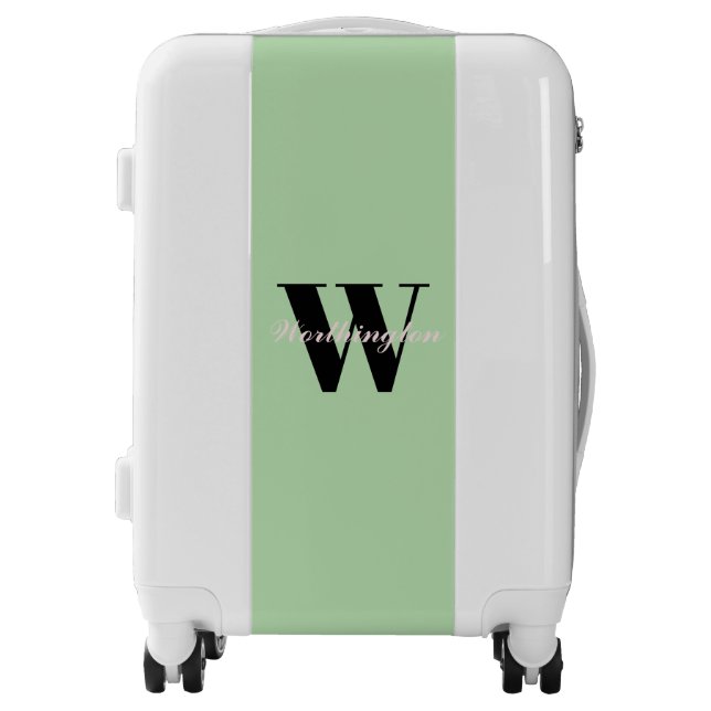 Girly Monogram and Name pastel green  Luggage (Front)