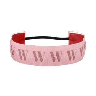 Girly Monogram and Name pink blush red Athletic Headband