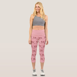 Girly Monogram and Name pink blush red Capri Leggings