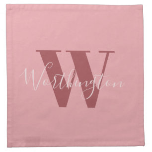 Girly Monogram and Name pink blush red Cloth Napkin
