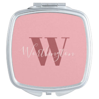 Girly Monogram and Name pink blush red Compact Mirror