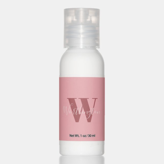 Girly Monogram and Name pink blush red Hand Lotion (Front)