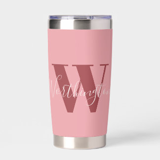 Girly Monogram and Name pink blush red Insulated Tumbler
