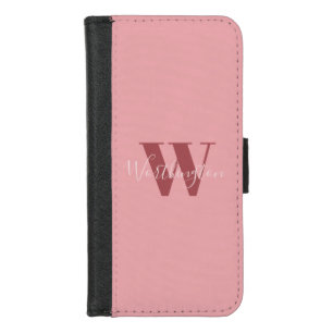 Girly Monogram and Name pink blush red iPhone 8/7 Wallet Case