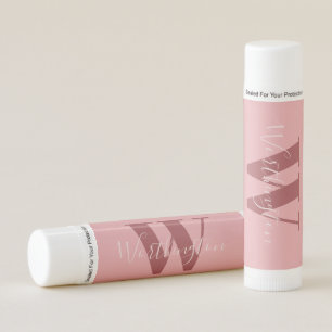 Girly Monogram and Name pink blush red Lip Balm