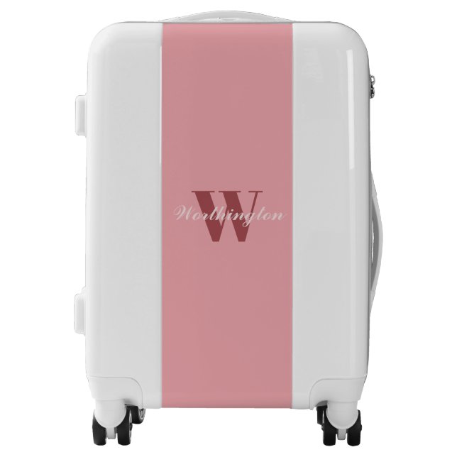 Girly Monogram and Name pink blush red Luggage (Front)