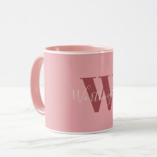 Girly Monogram and Name pink blush red Mug
