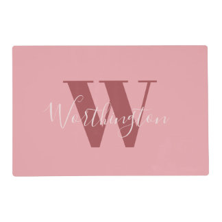 Girly Monogram and Name pink blush red Placemat