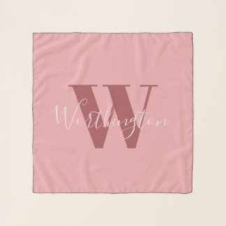 Girly Monogram and Name pink blush red Scarf