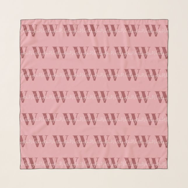 Girly Monogram and Name pink blush red Scarf (Front)