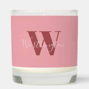 Girly Monogram and Name pink blush red Scented Candle