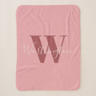 Girly Monogram and Name pink blush red Sherpa Blanket