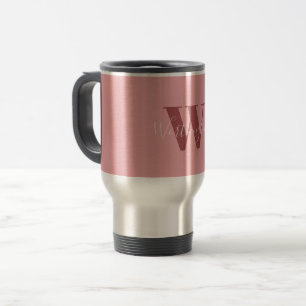 Girly Monogram and Name pink blush red Travel Mug