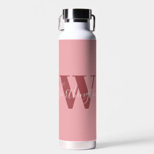 Girly Monogram and Name pink blush red Water Bottle
