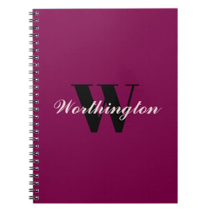 Girly Monogram and Name pink cherry red Notebook