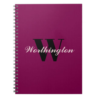 Girly Monogram and Name pink cherry red Notebook