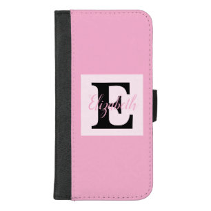 Girly Monogram and Name pink purple Luggage iPhone 8/7 Plus Wallet Case